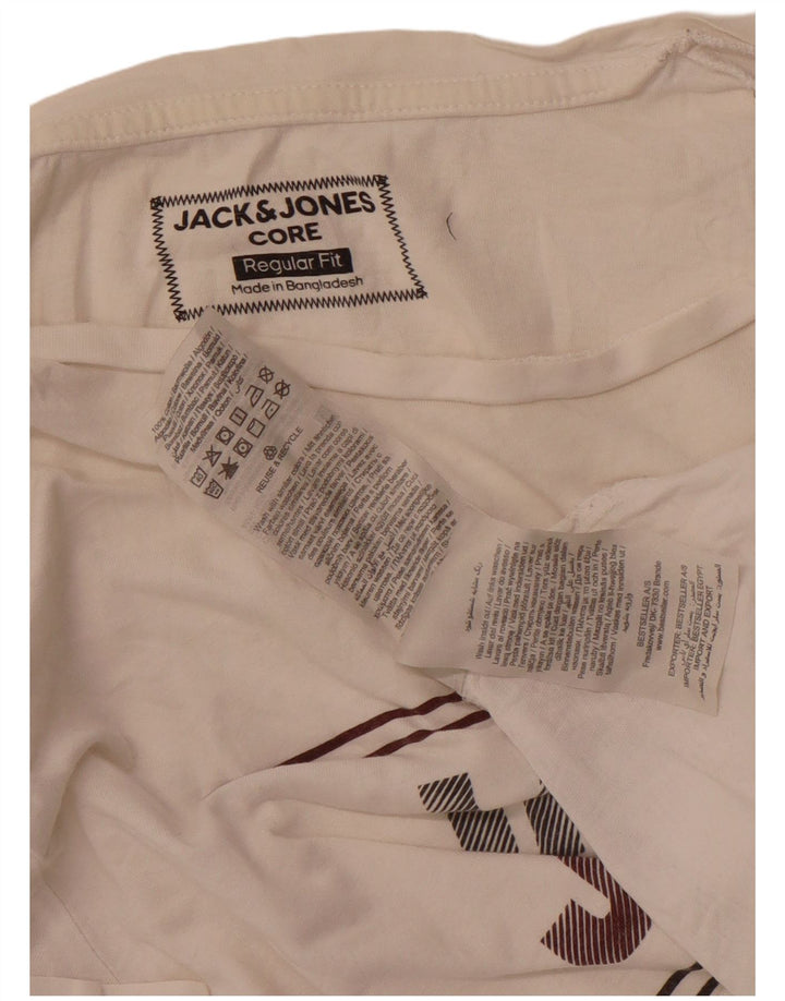 T-shirt grafica da uomo con vestibilità regolare Jack & Jones, cotone bianco sporco medio