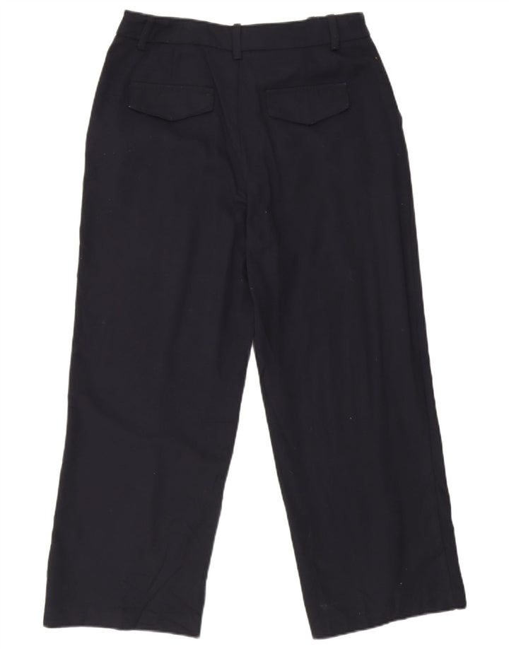 Pantaloni corti dritti da donna Zara medi W28 L25 poliestere blu navy