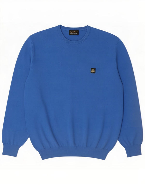 Refrigiwear Maglione girocollo da uomo grande in cotone blu