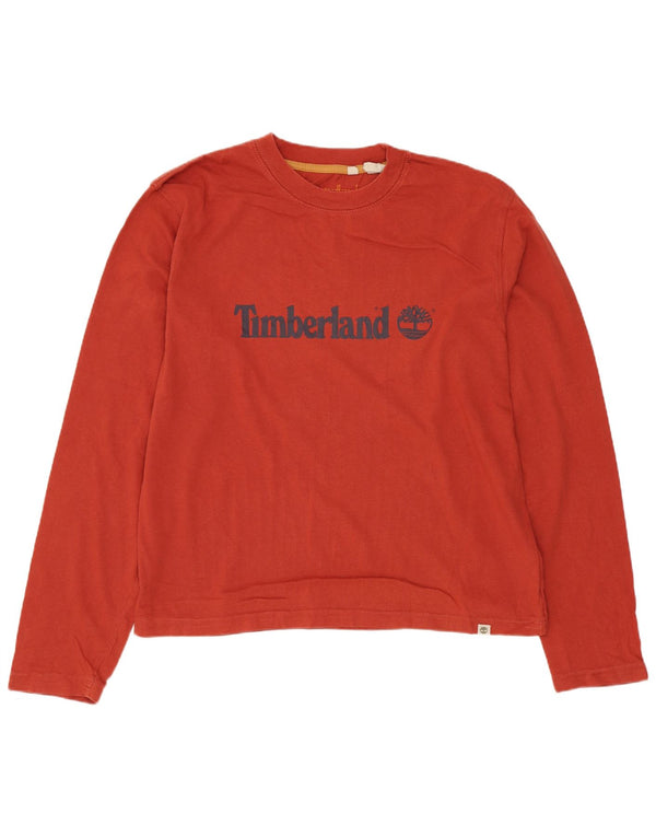 Timberland Mens Graphic Top Long Sleeve Medium Red Cotton