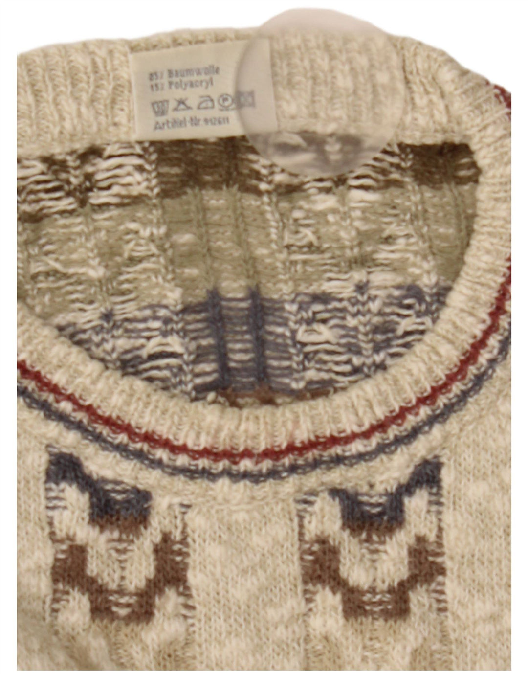 Maglione girocollo da uomo Paco Calvari IT 50/52 Beige medio geometrico
