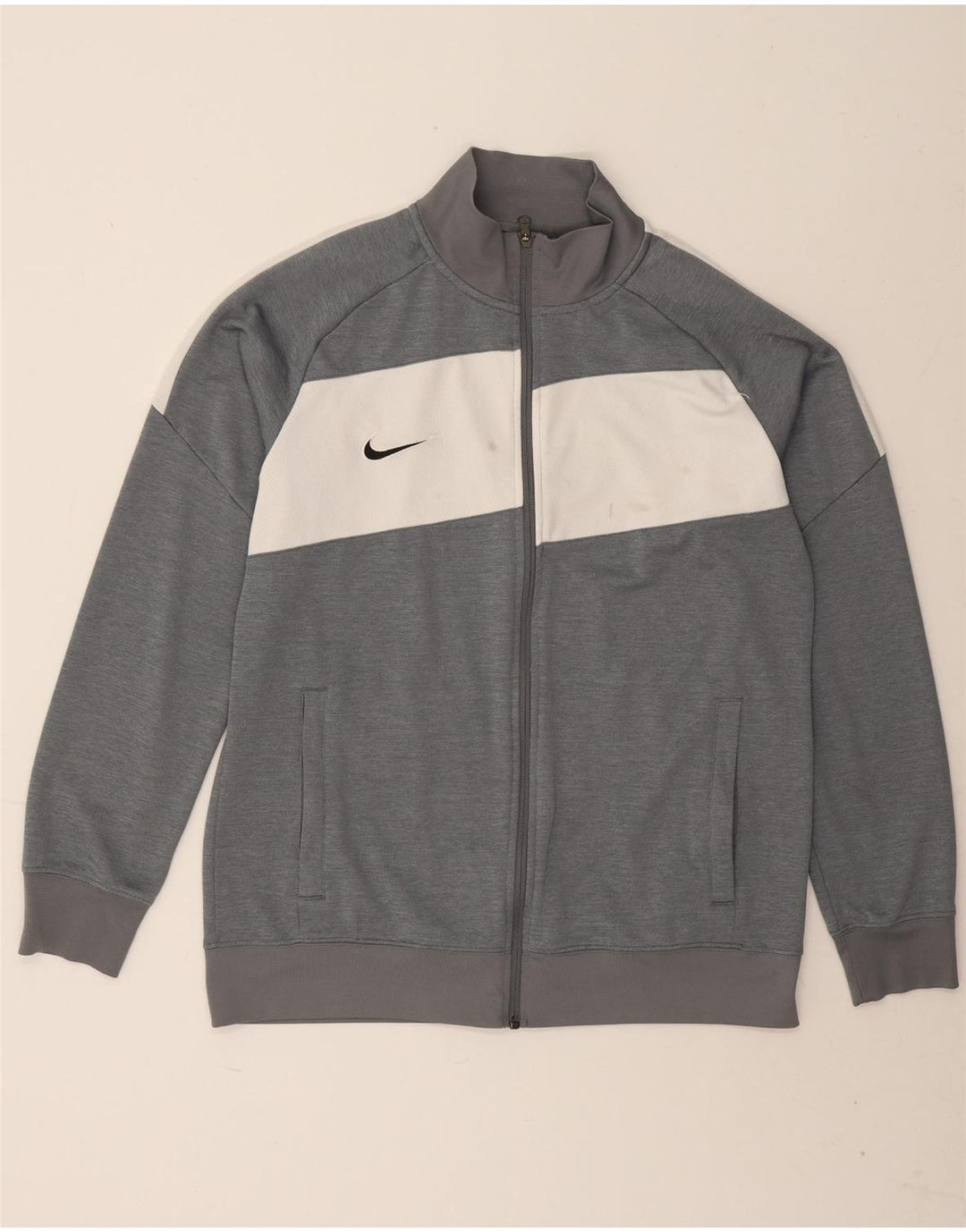 Giacca da tuta Nike Dri Fit da uomo, grande, in poliestere color block grigio