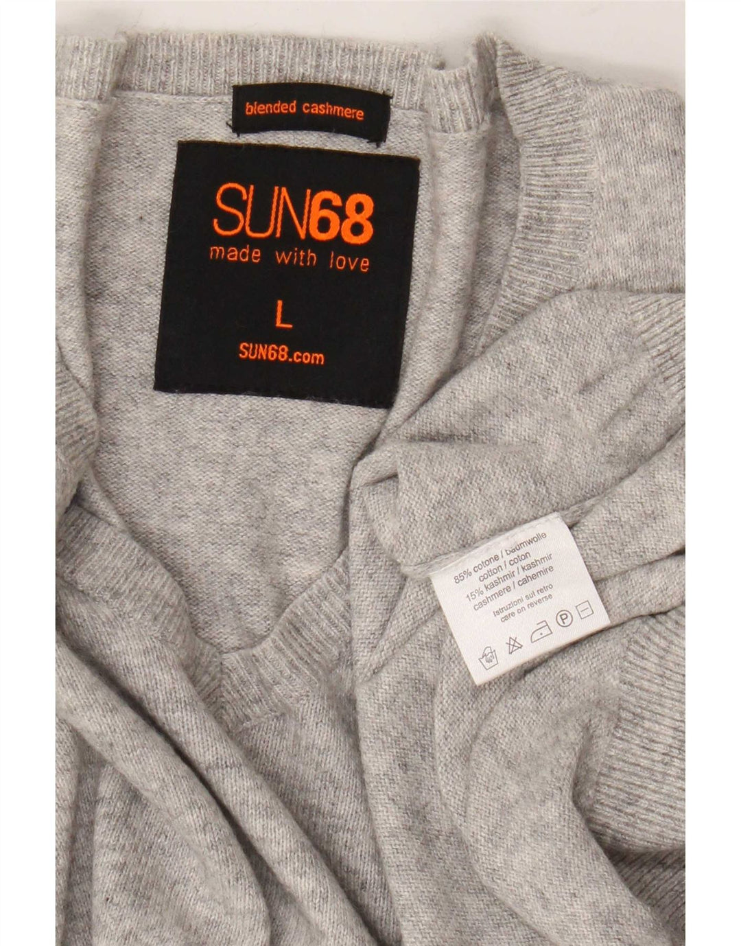 Maglione da uomo con scollo a V Sun68 grande cotone grigio