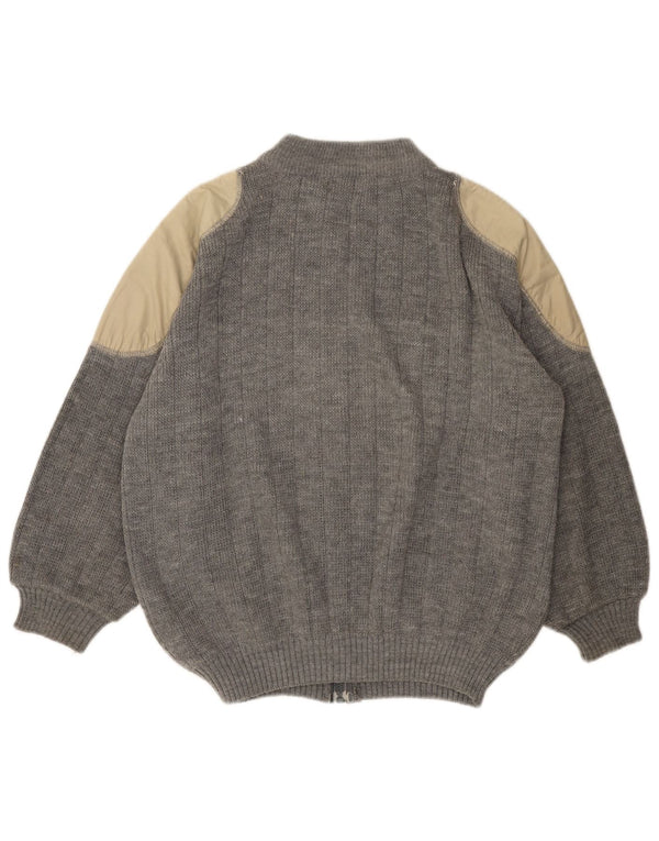 Maglione cardigan da donna VINTAGE UK 18 XL Blocco colore grigio