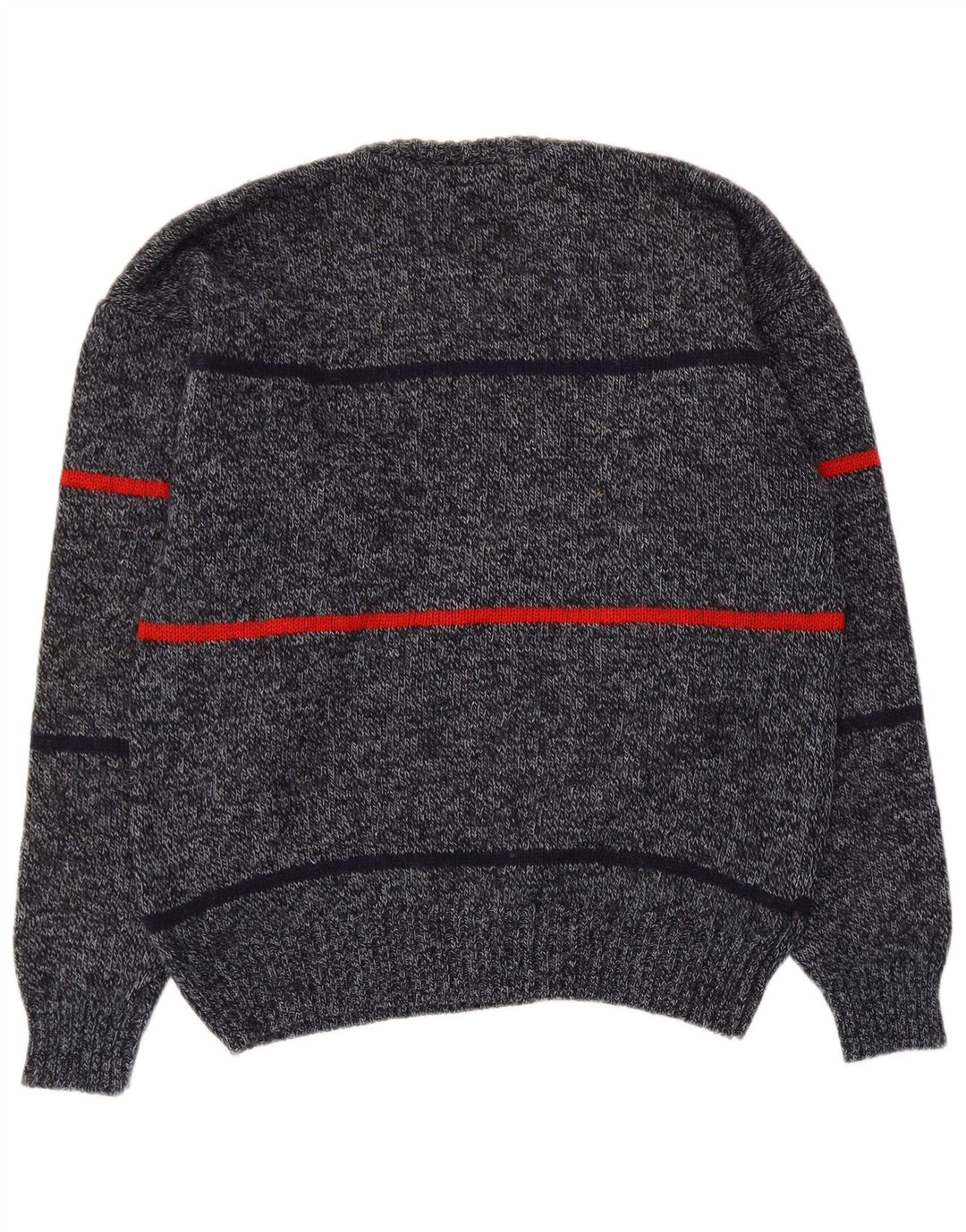 Maglione vintage da uomo girocollo IT 50 in lana a righe grigio medio