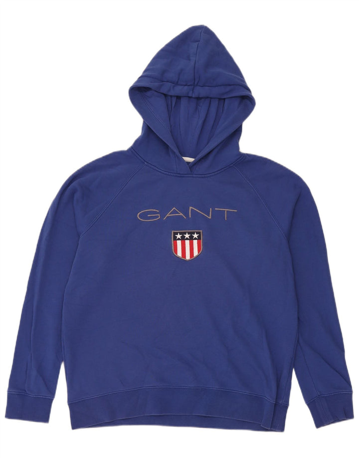 Gant Felpa con cappuccio grafica da uomo, grande, in cotone blu