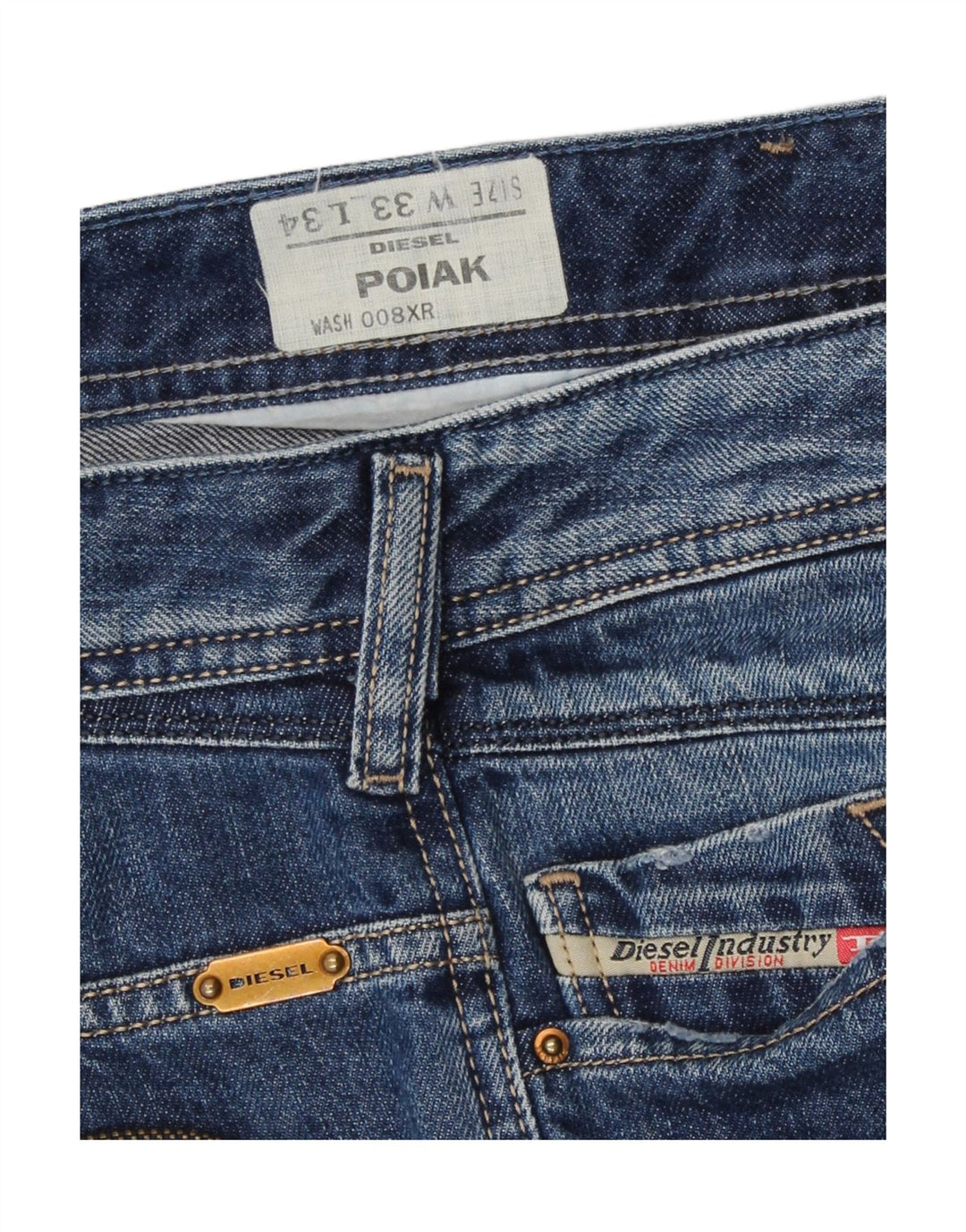 Jeans dritti da uomo Diesel Poiak W33 L30 in cotone blu