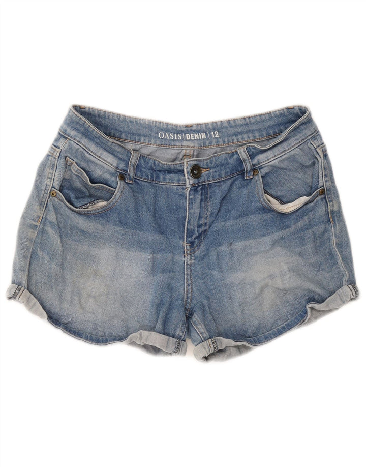 Pantaloncini di jeans da donna OASIS UK 12 medi W32 cotone blu
