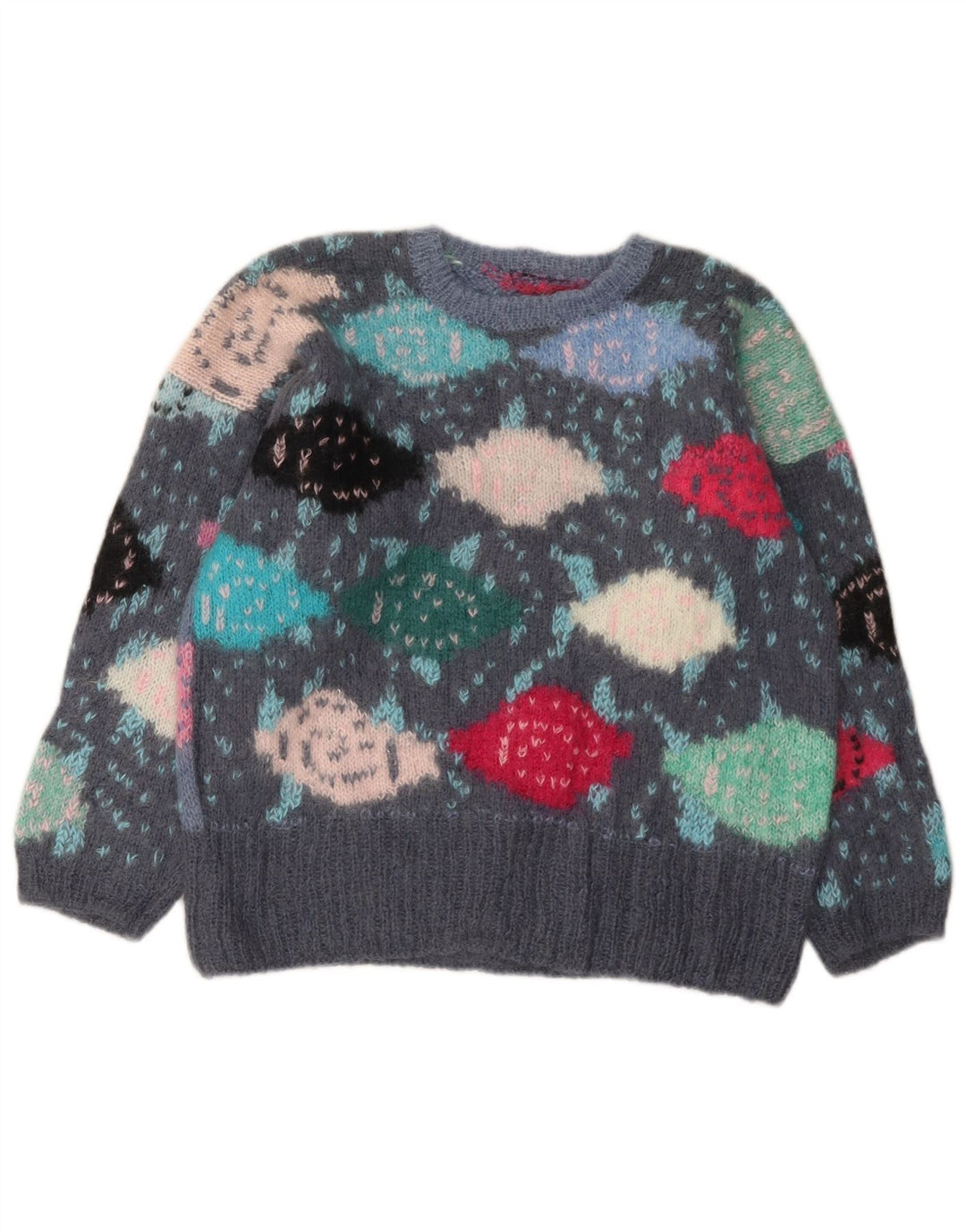 Maglione maglione girocollo per ragazze VINTAGE 13-14 anni grigio color block