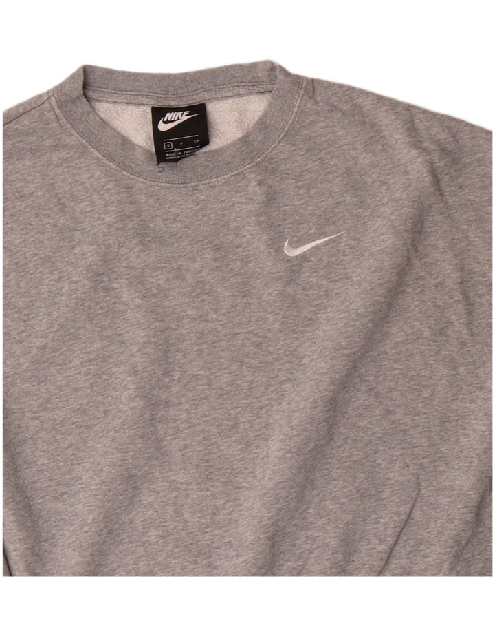 NIKE Felpa corta oversize da donna, maglione UK 10 piccolo cotone grigio