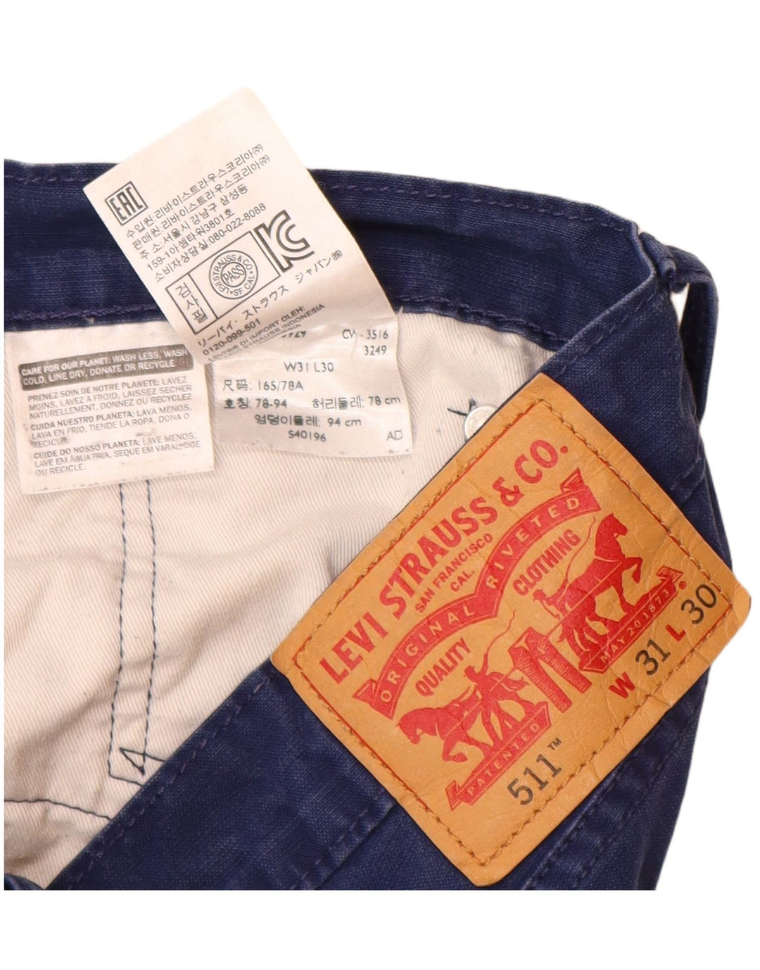 LEVI'S Pantaloni casual slim 511 da uomo W31 L30 in cotone blu navy