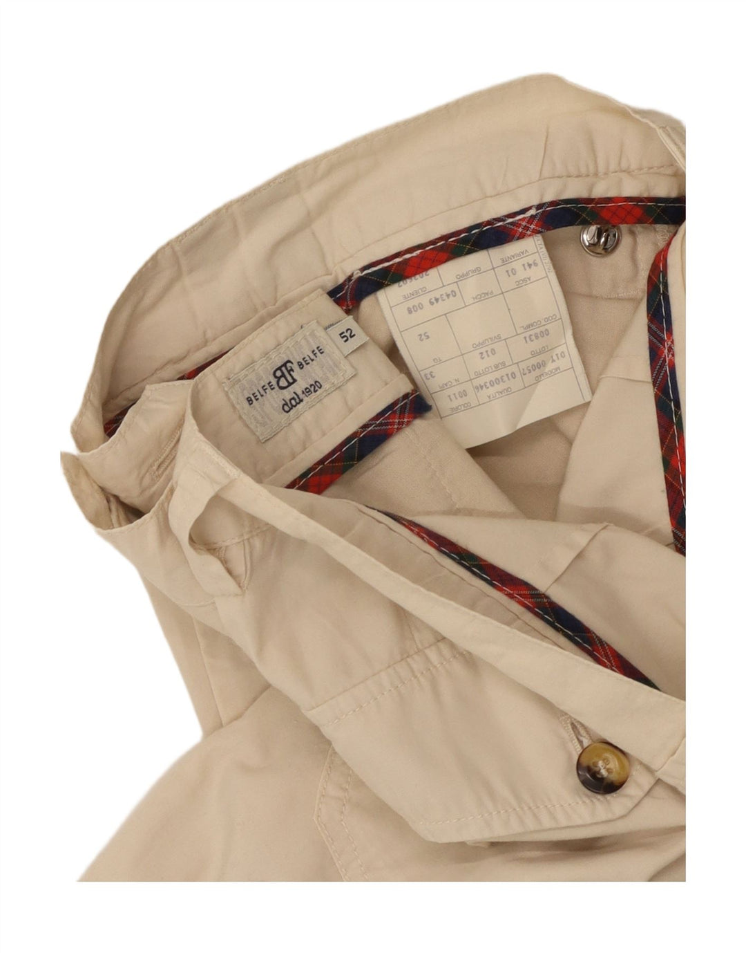 Pantaloncini chino da uomo BELFE & BELFE IT 52 XL W36 Cotone beige