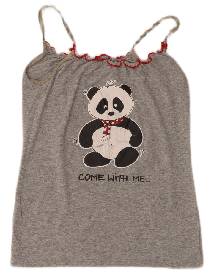 Top con camicetta grafica da donna Benetton UK 4 XS Grigio