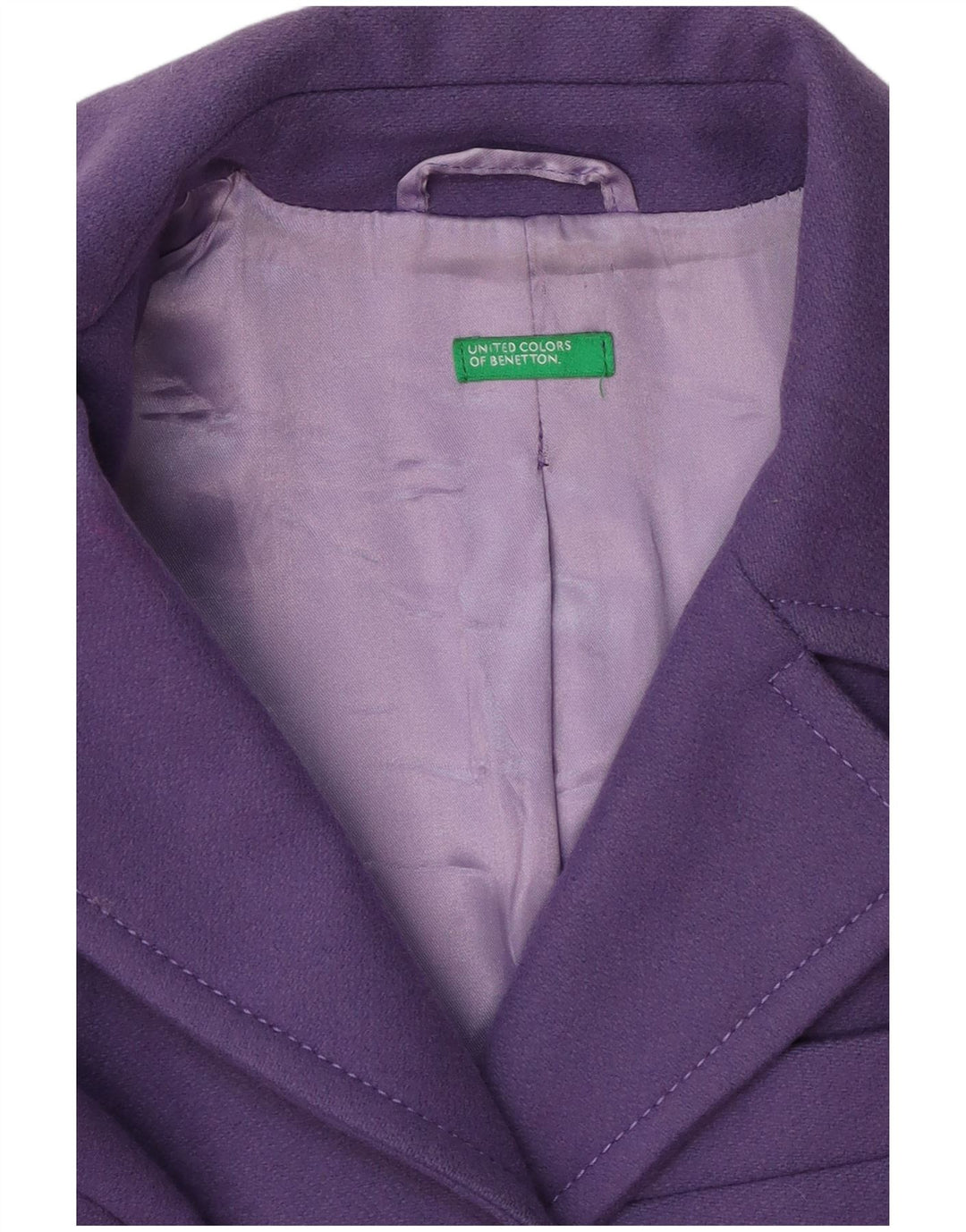 Giacca blazer lunga da donna a 3 bottoni Benetton UK 12 viola medio