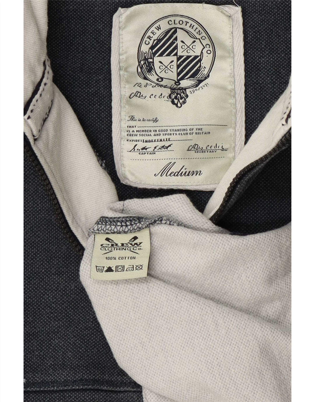 Crew Clothing Felpa con collo con zip da uomo Maglione in cotone grigio medio