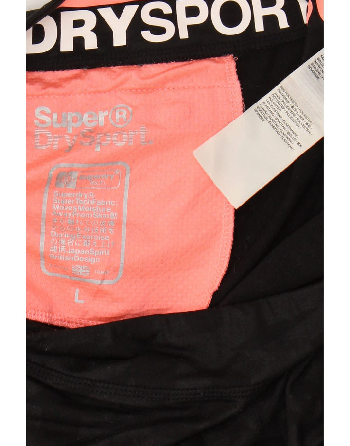 Pantaloncini sportivi grafici da donna SUPERDRY UK 14 Large Nero Poliestere