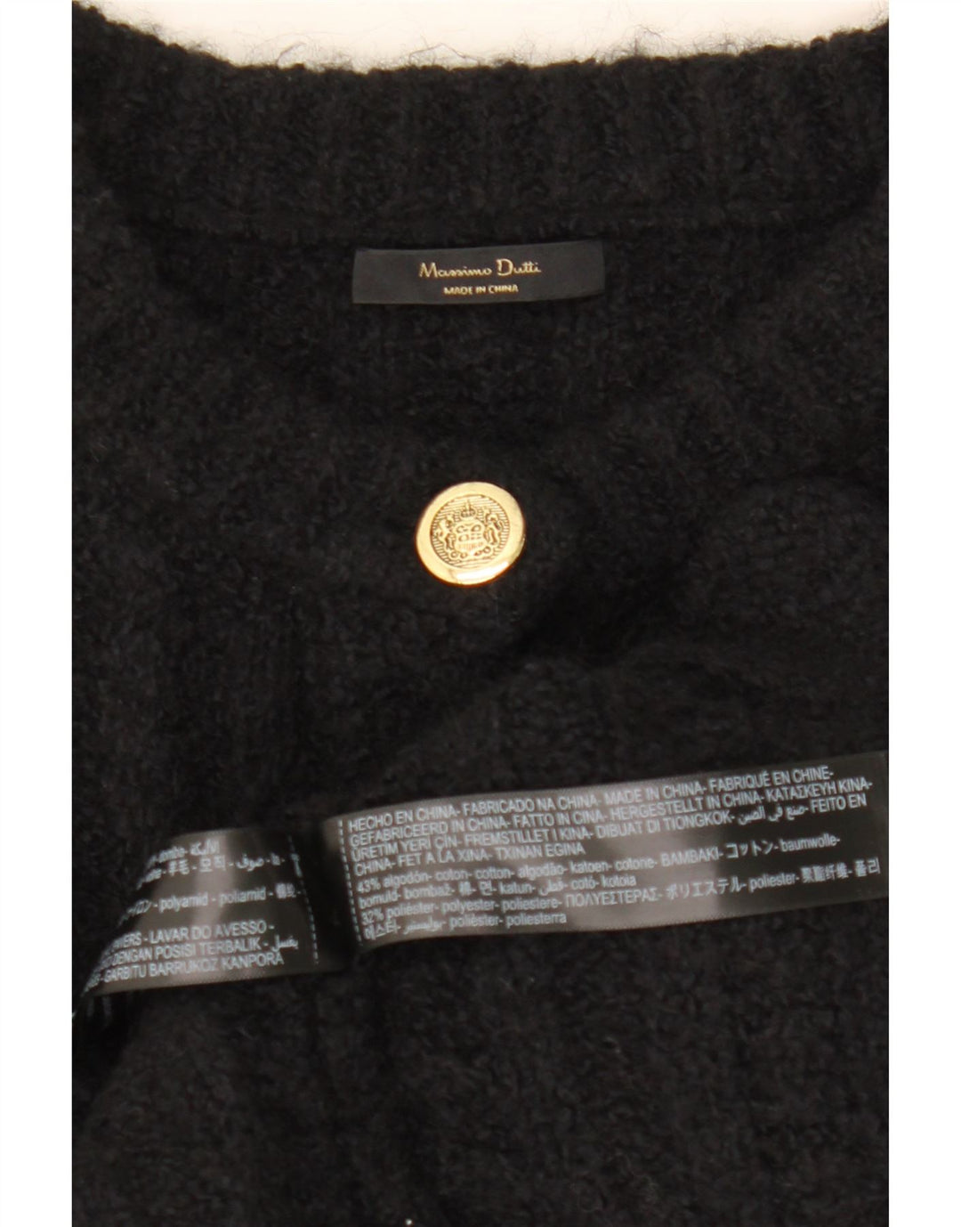 Massimo Dutti Maglione cardigan oversize corto da donna UK 10 piccolo nero