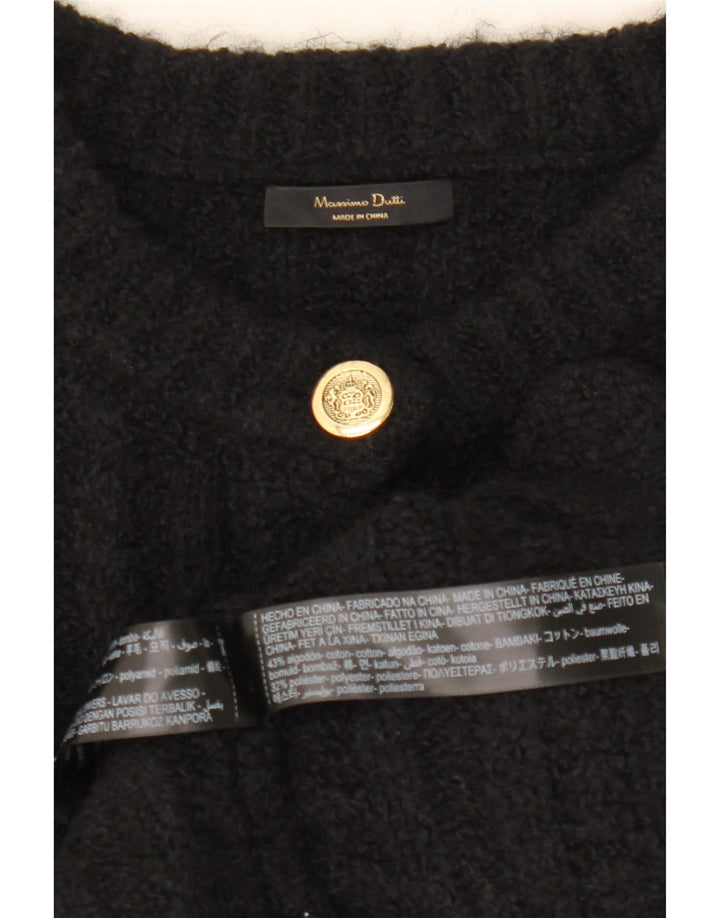 Massimo Dutti Maglione cardigan oversize corto da donna UK 10 piccolo nero