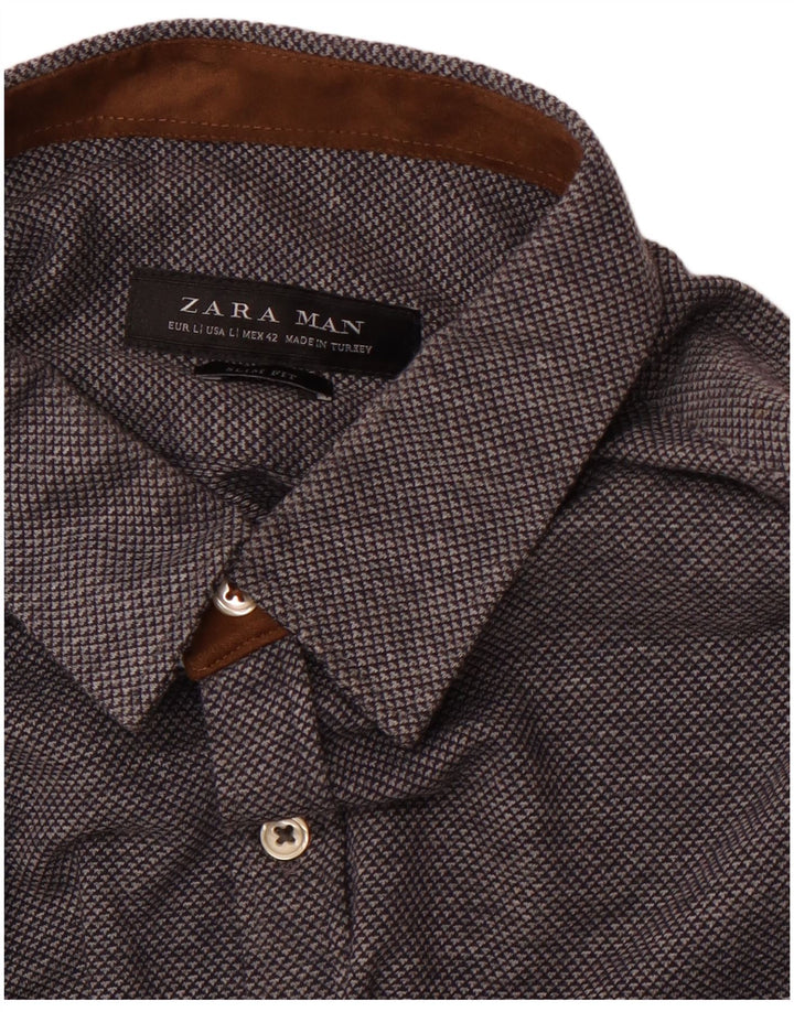 Camicia ZARA da uomo slim fit grande blu navy maculata