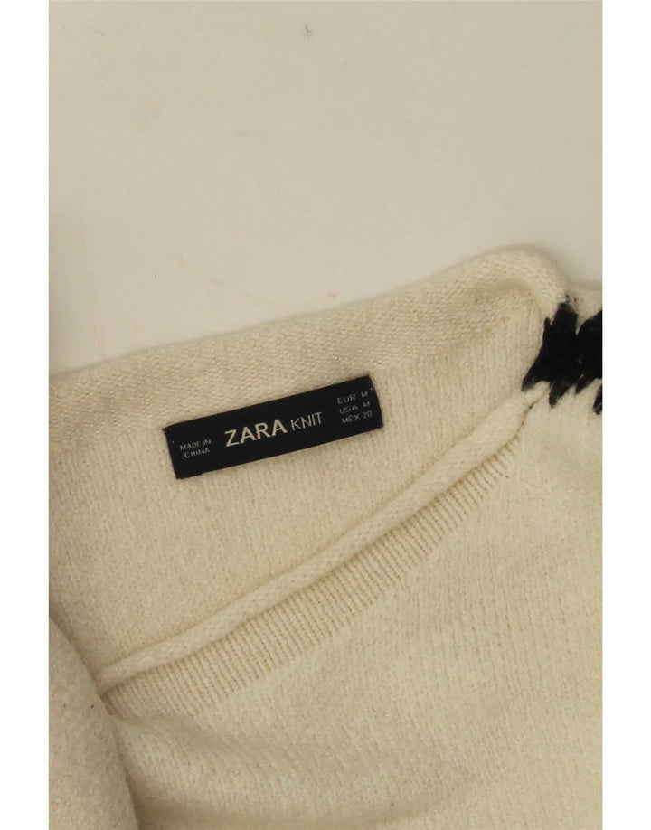 Maglione Zara da donna con scollo a barchetta UK 14 blocco colore bianco medio