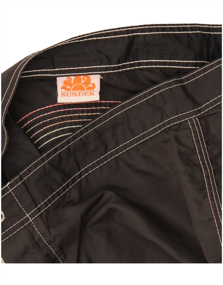 Pantaloncini da bagno da uomo Sundek nylon medio a righe nere
