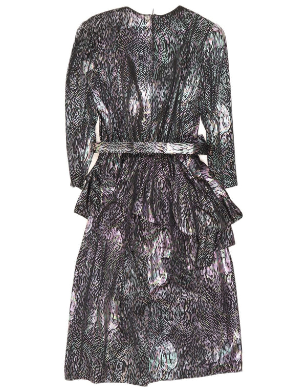 Abito peplo da donna con maniche a 3/4 Golden Gate UK 14 gessato nero medio