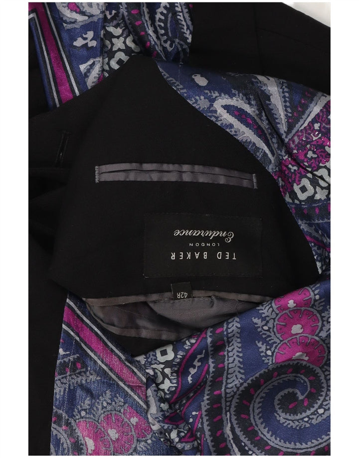 Giacca blazer da uomo a 2 bottoni TED BAKER UK 42 XL lana nera