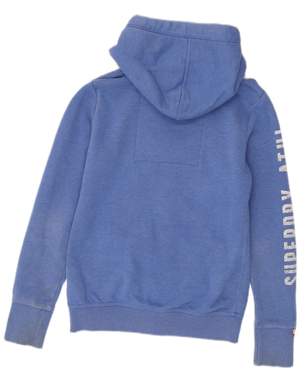 Maglione con cappuccio e zip grafica da donna Superdry UK 10 piccolo cotone blu