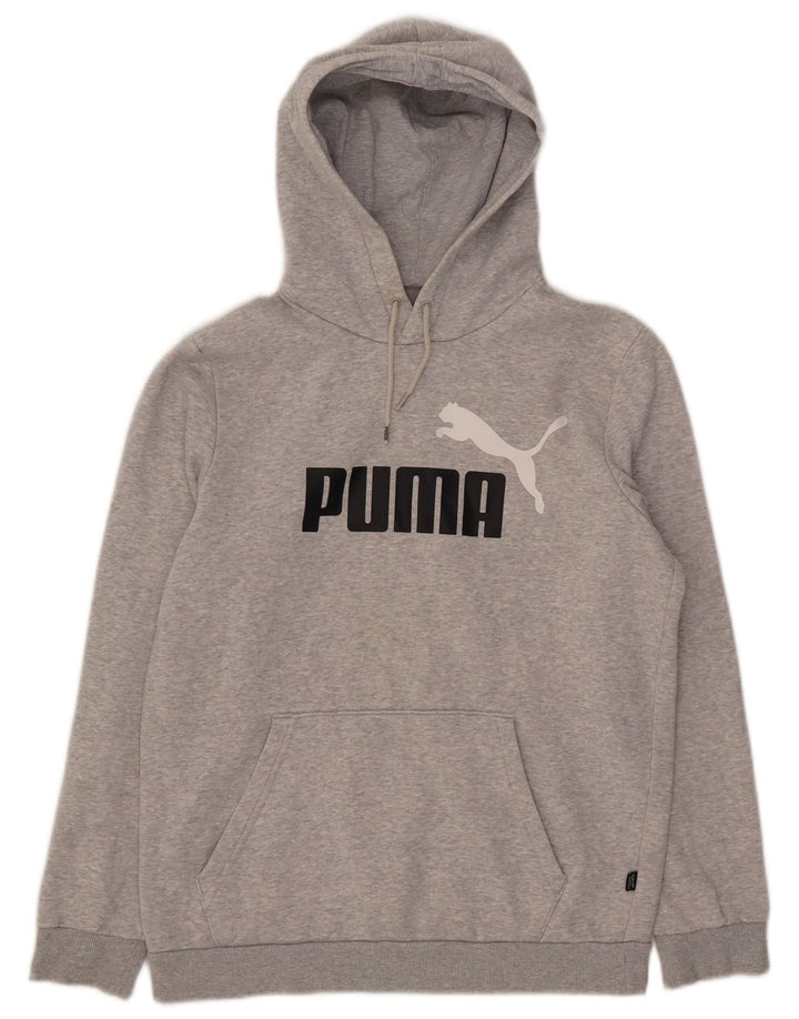 Felpa con cappuccio grafica da uomo Puma piccola in cotone grigio