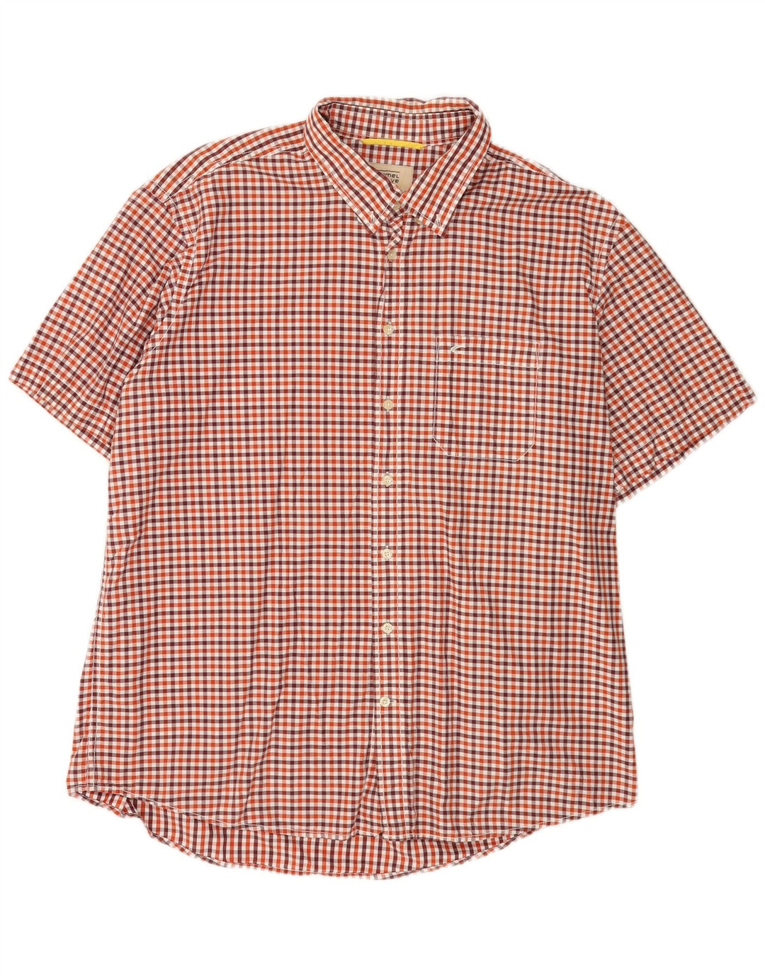 Camicia da uomo a maniche corte con vestibilità regolare Camel Active 2XL in cotone a quadretti rosso