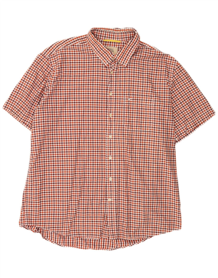 Camicia da uomo a maniche corte con vestibilità regolare Camel Active 2XL in cotone a quadretti rosso