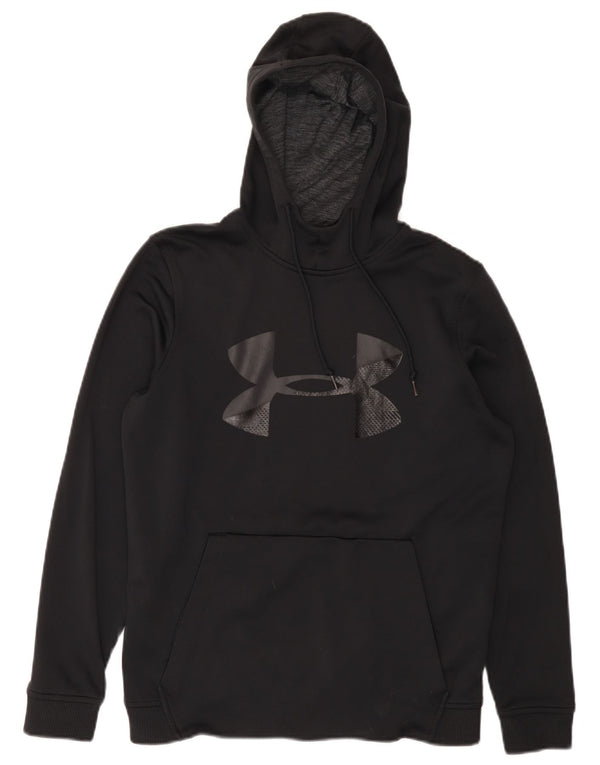 Felpa con cappuccio grafica Under Armour da uomo Cold Gear piccola in poliestere nero