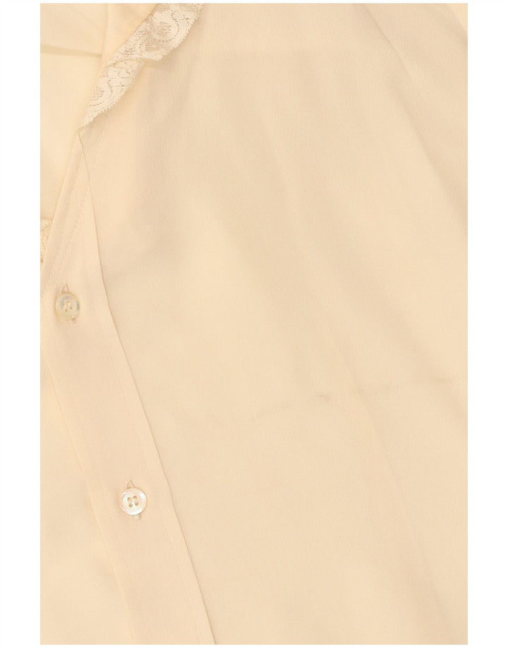 Camicetta camicia a maniche corte da donna vintage UK 14 medio bianco sporco