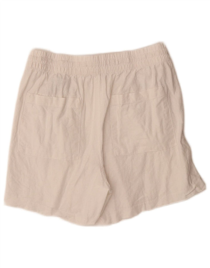 Pantaloncini chino da donna Marks & Spencer UK 10 piccoli W28 lino bianco