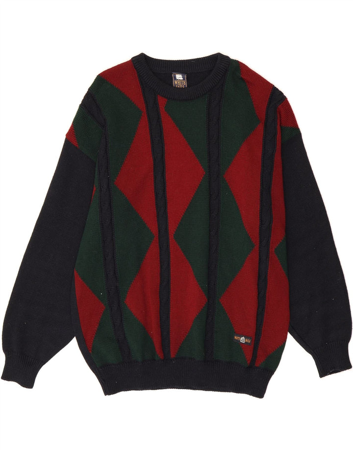 WHITE SAILS Mens Crew Neck Jumper Sweater Large Multicoloured Vintage White Sails and Second-Hand White Sails from Messina Hembry 