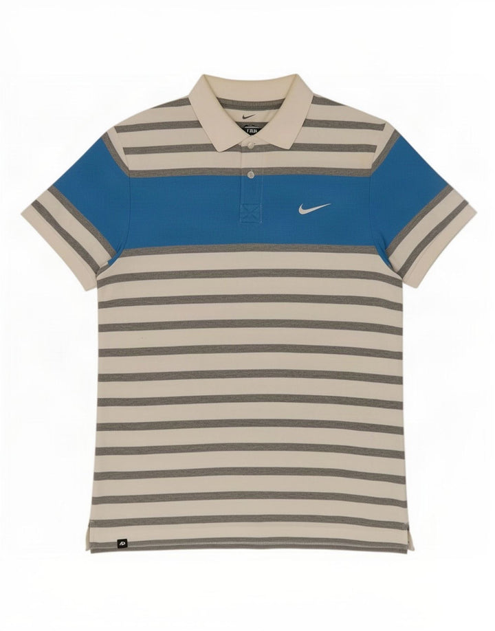Polo Nike da uomo in cotone a righe grandi bianche