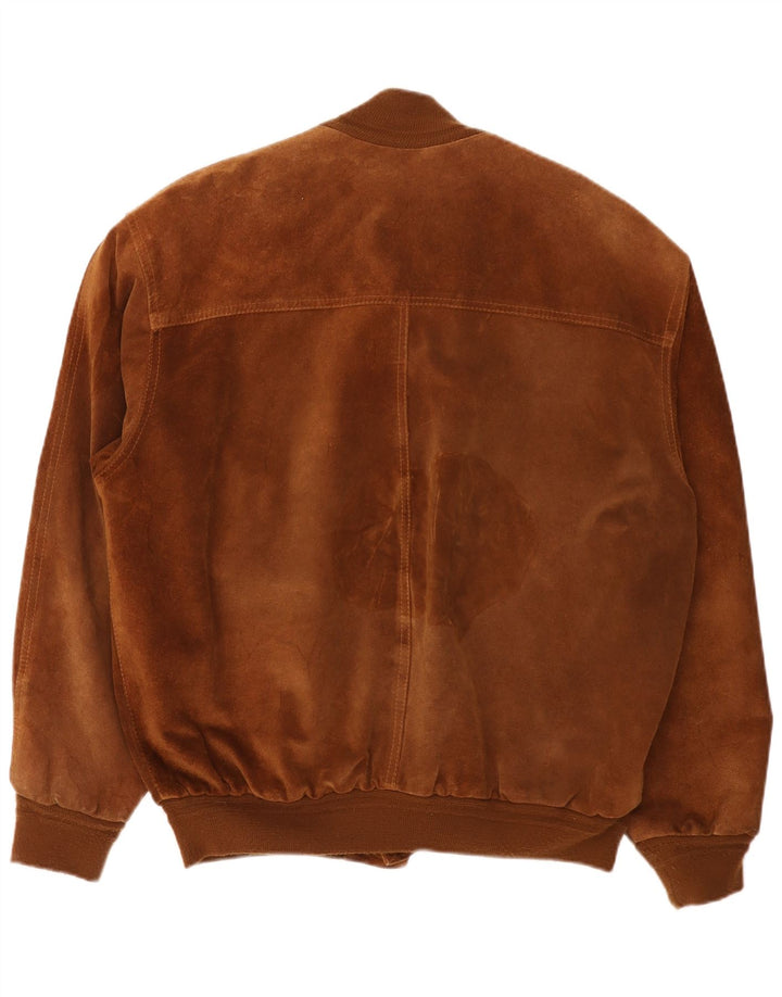 Giacca bomber scamosciata da uomo vintage UK 42 XL in pelle marrone