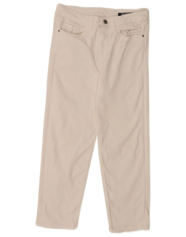 Jeans cropped da donna Marks & Spencer UK 12 medio W28 L23 cotone bianco