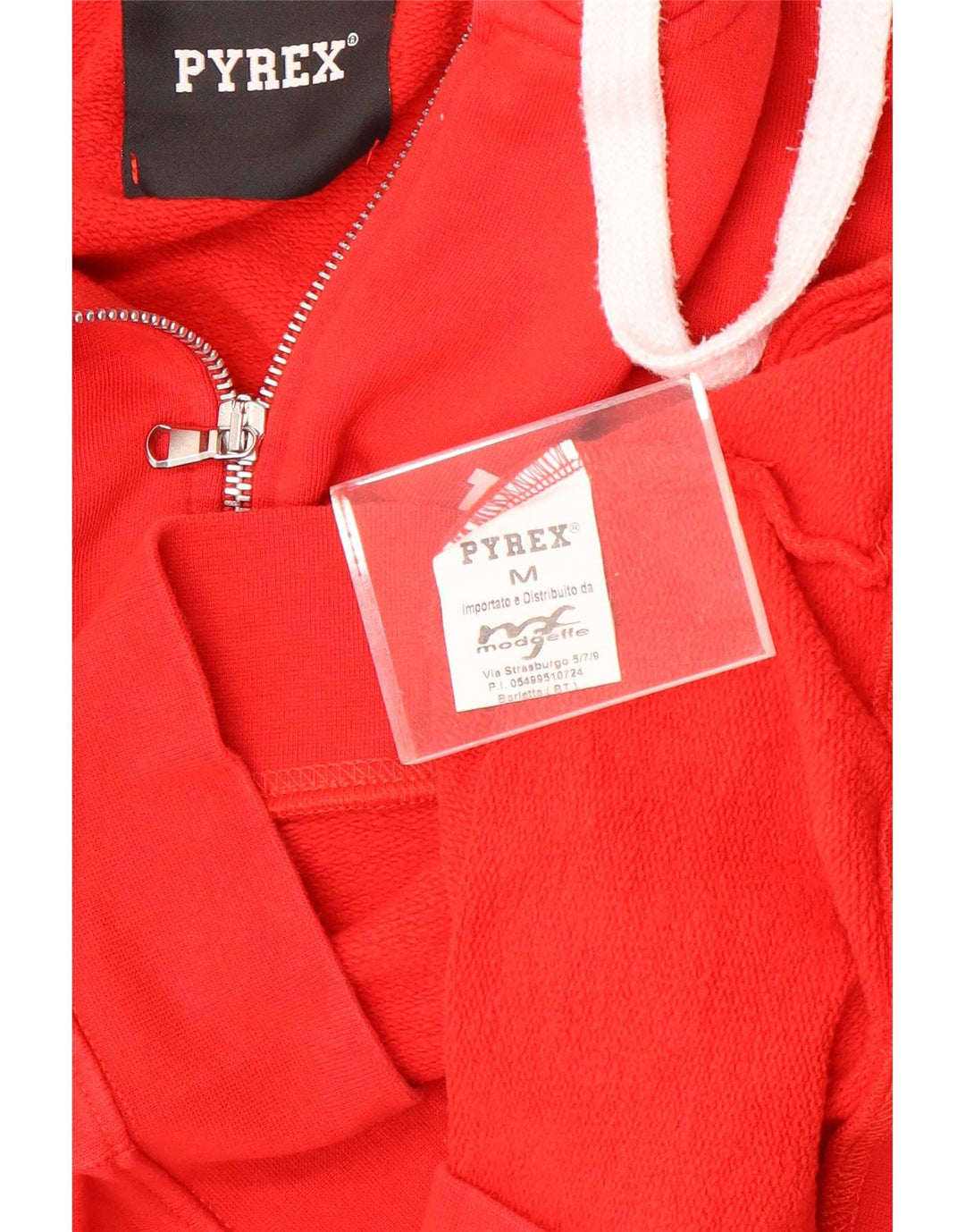 Pyrex Felpa con cappuccio con zip grafica da donna UK 14 Cotone rosso medio