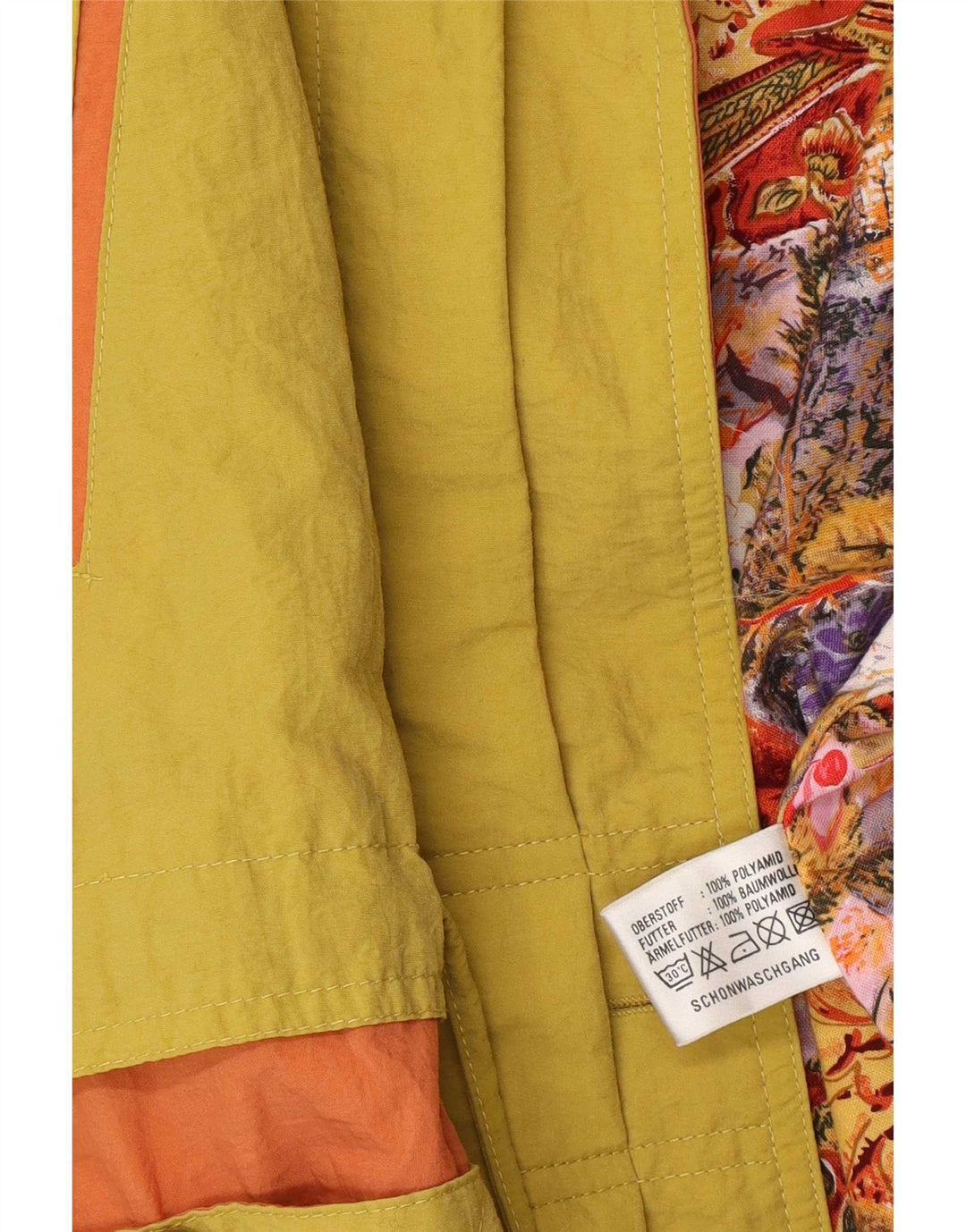 Giacca a vento oversize da donna vintage EU 42 grande in poliammide giallo