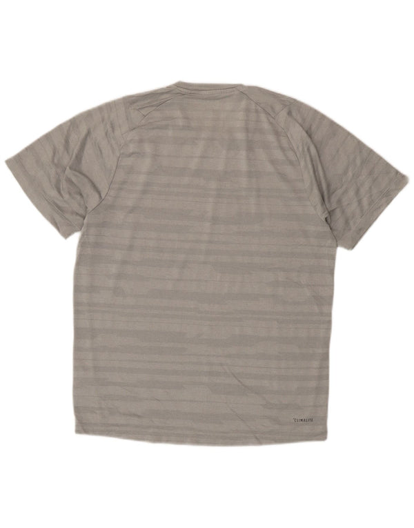 T-shirt Adidas Climalite da uomo, piccola, in poliestere a righe grigie