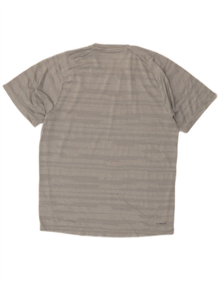 T-shirt Adidas Climalite da uomo, piccola, in poliestere a righe grigie