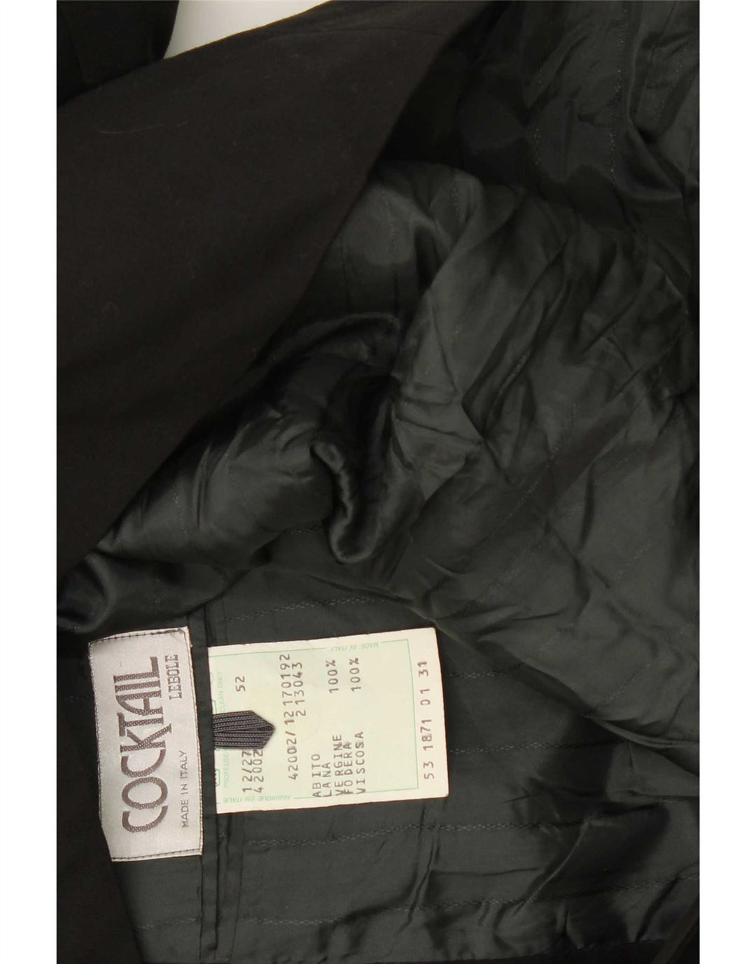 Giacca Blazer Doppiopetto Uomo Lebole IT 52 XL Lana Vergine Nera