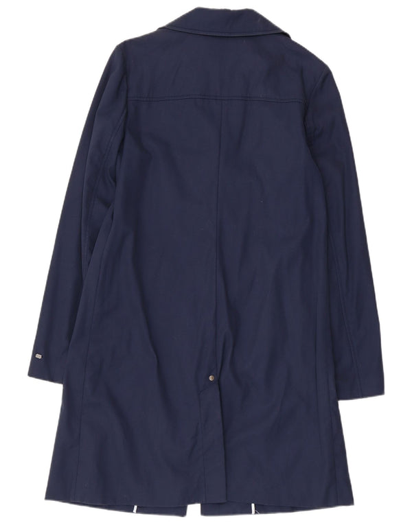 TOMMY HILFIGER Womens Trench Coat UK 12 Medium Navy Blue Cotton