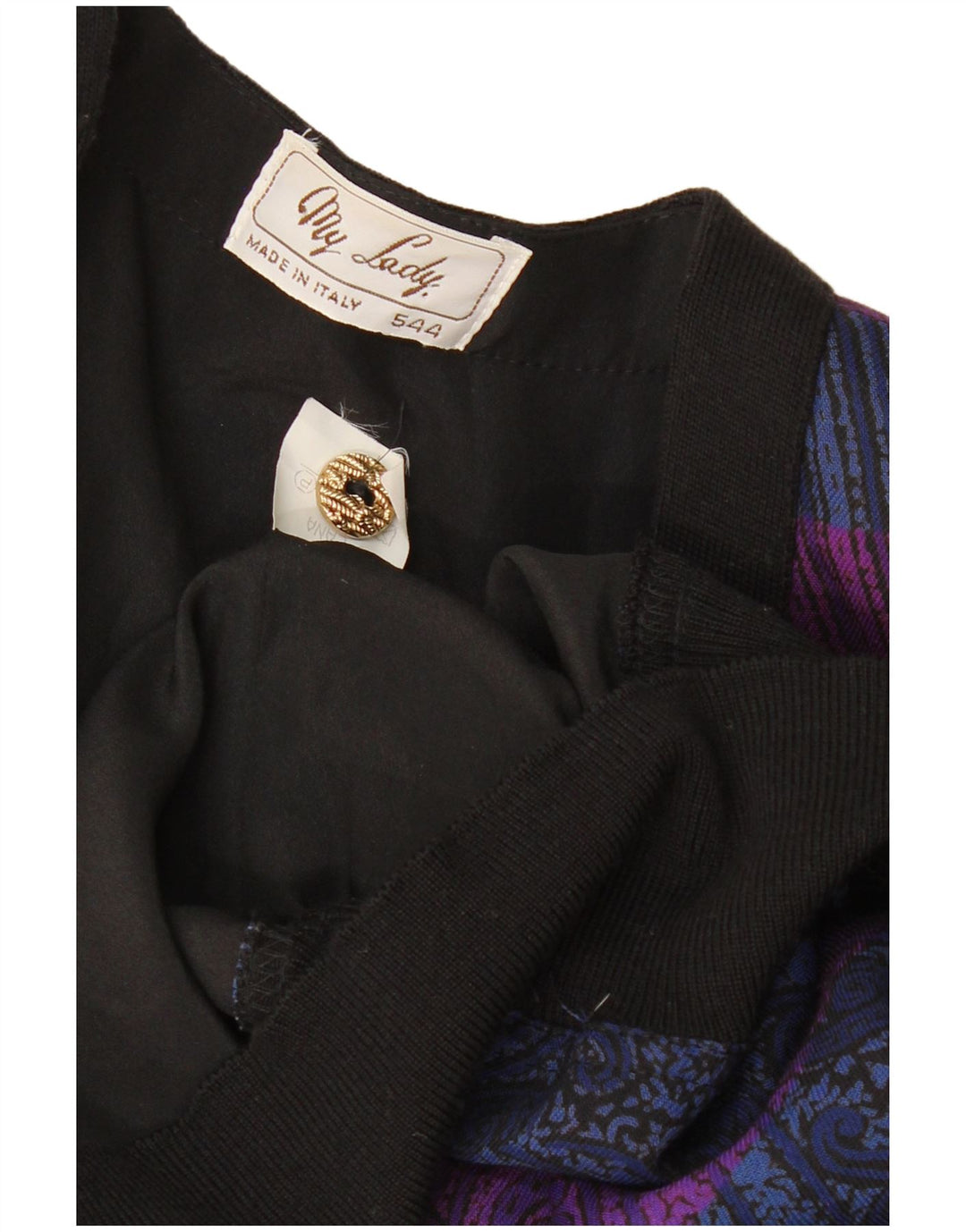 Maglione cardigan da donna VINTAGE UK 16 Lana Paisley multicolore grande