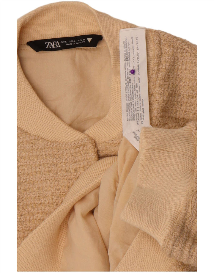 Giubbotto bomber da donna Zara UK 16 grande cotone beige
