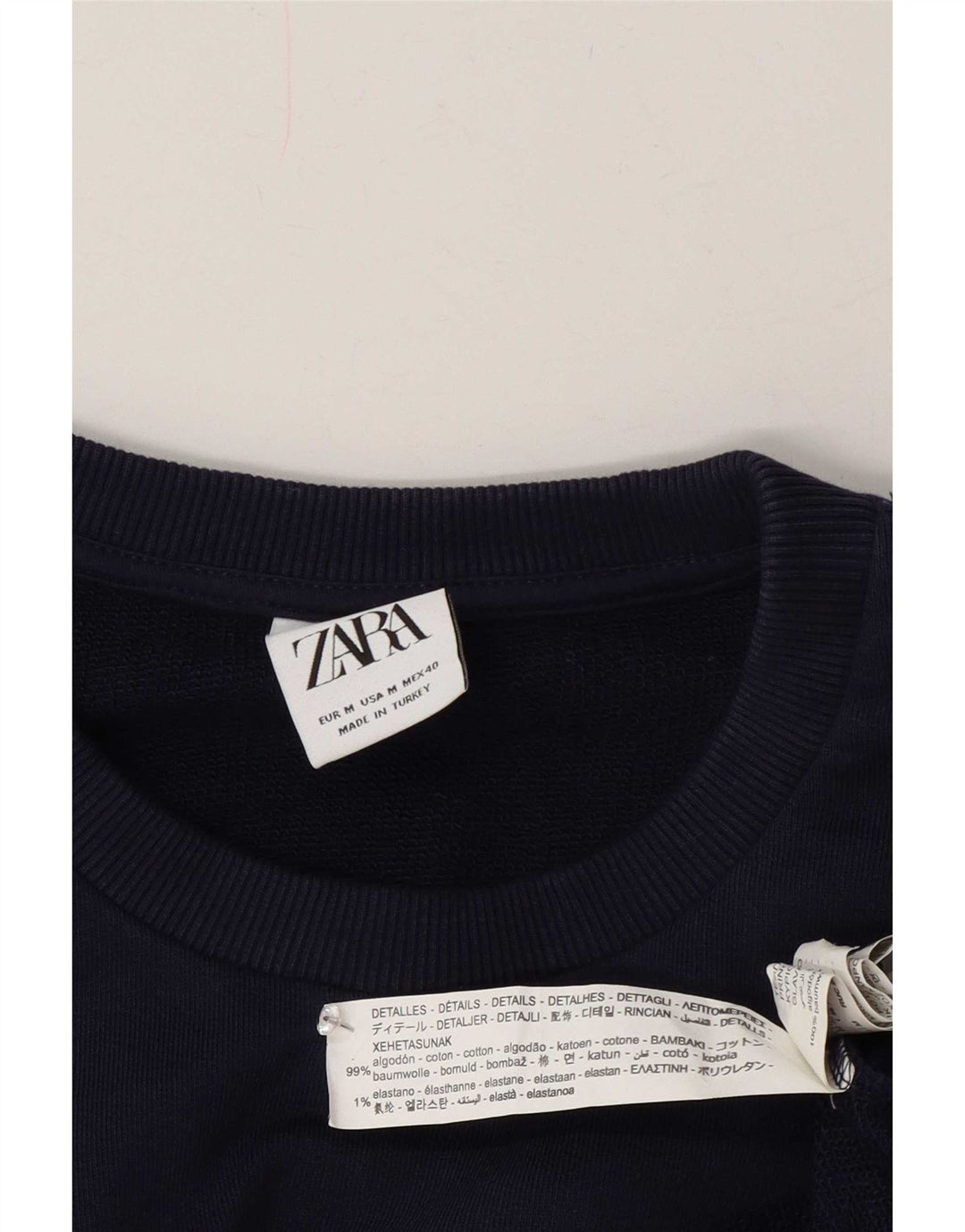 Felpa grafica da uomo Zara, in cotone color block medio blu navy