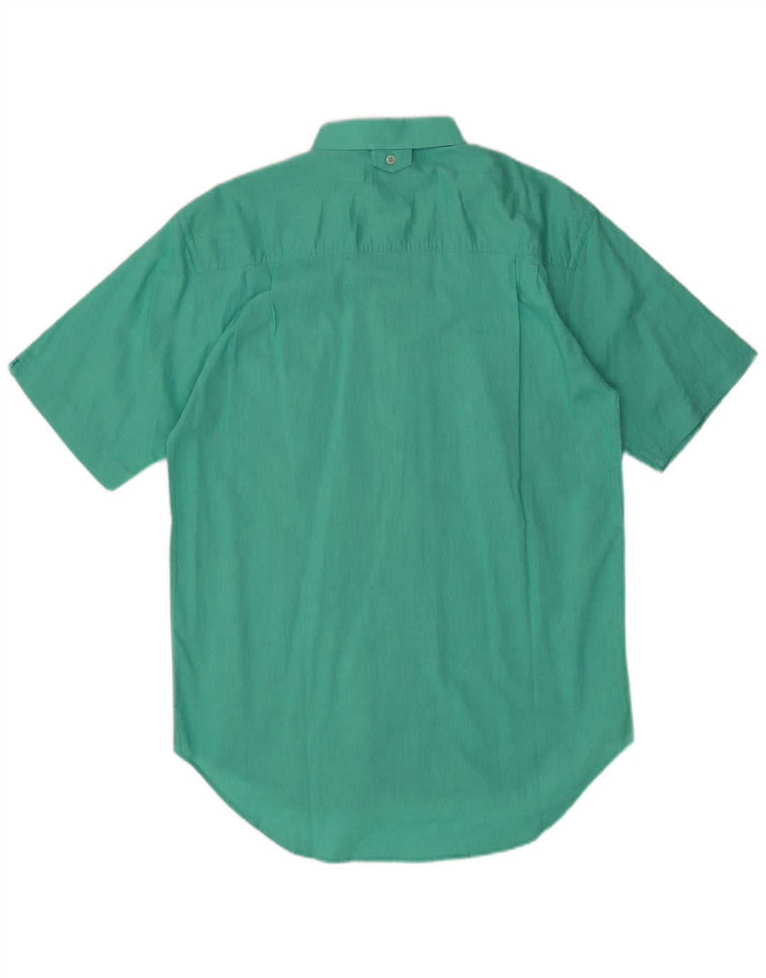 Camicia vintage da uomo a maniche corte in cotone verde medio