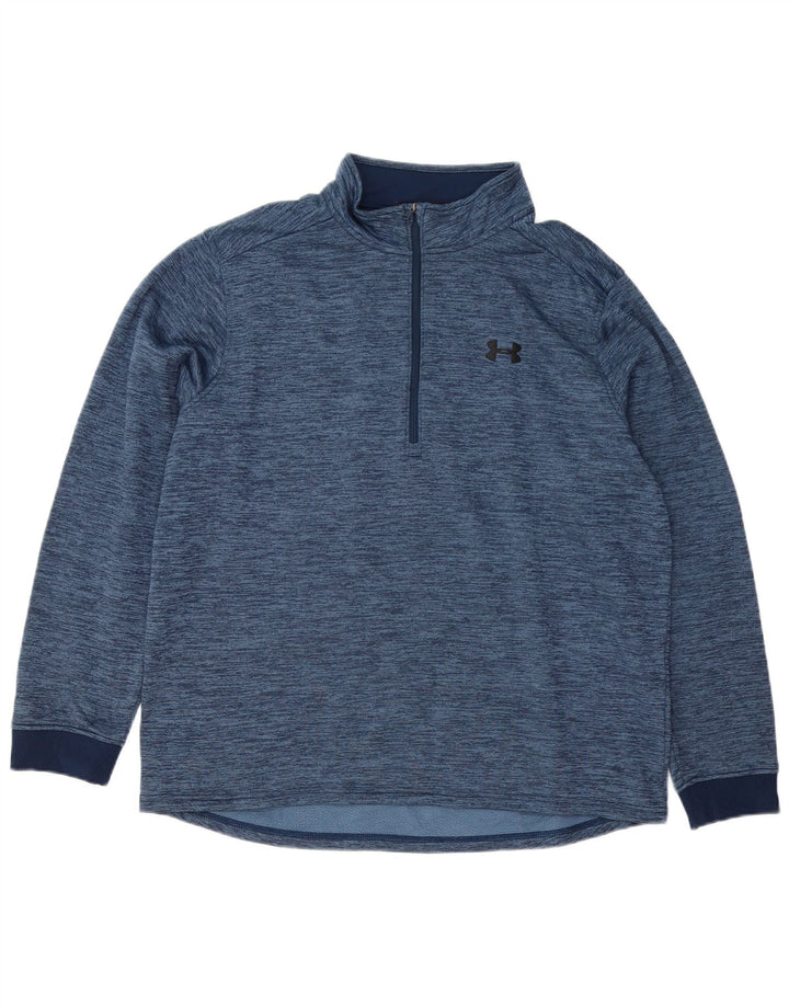 Under Armour Uomo Cold Gear Pullover Tuta Top XL Blu Navy screziato