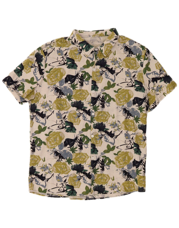 Camicia a maniche corte da uomo Shein 2XL Cotone floreale verde